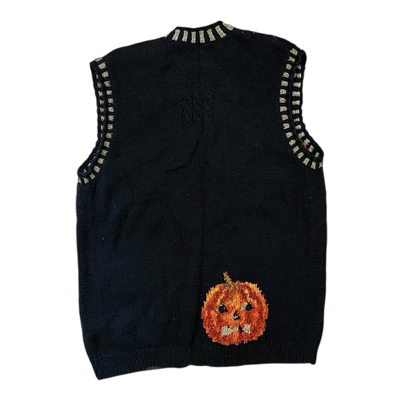 Vintage Halloween Sweater Vest Hand Knit Ugly Sweater Women’s Medium Black READ - Picture 2 of 3